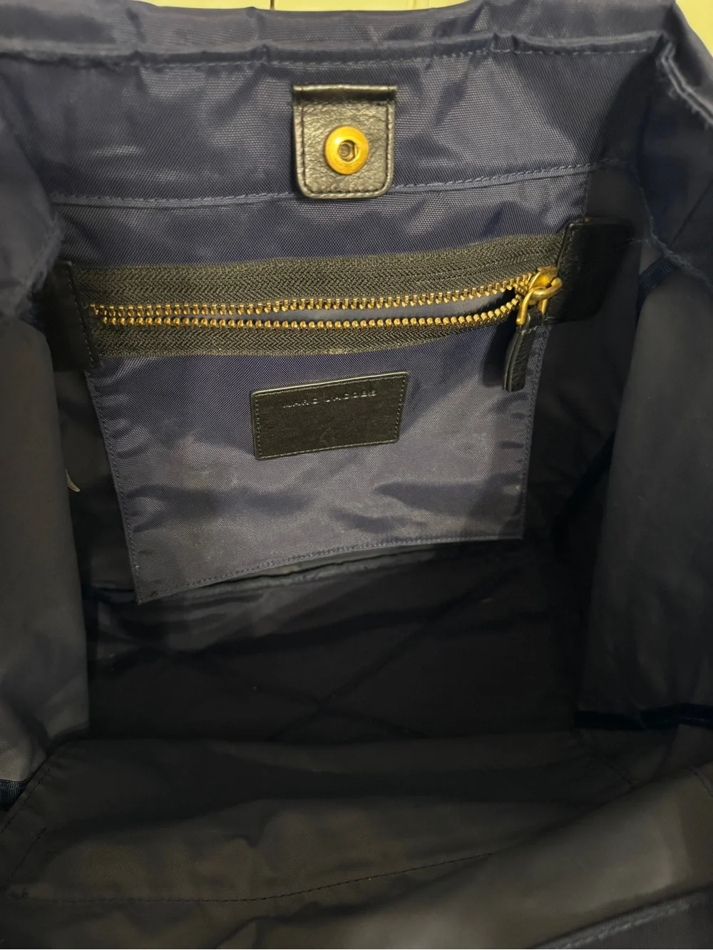 Marc Jacobs Navy and Black Nylon Tote with Gold Zipper